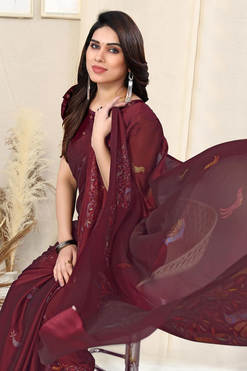 Vasthrlay Fashion Chiffon Printed Dusty Ethnic Wear