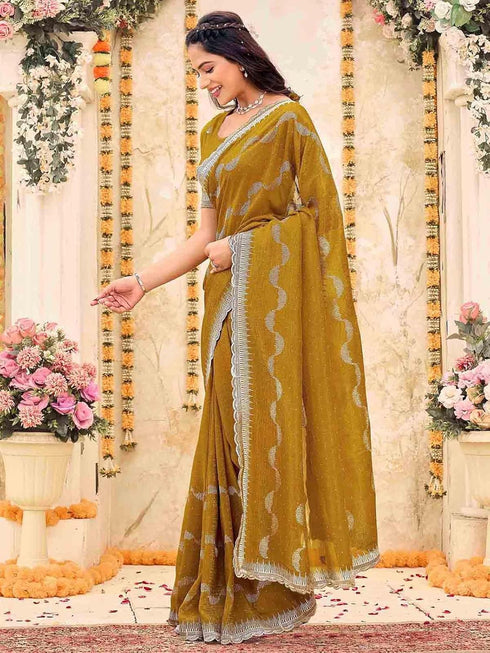 Vasthrlay Georgette Scalloped Rani Saree