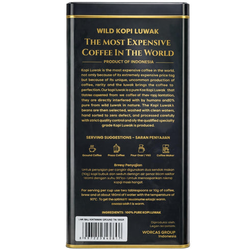 Worcas Kopi Luwak Bali Kintamani Indonesian Coffee 100g