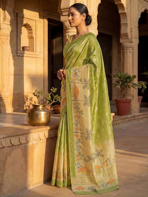 Vasthrlay Banglori Printed Dusty Saree