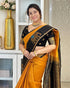 Vasthrlay Orange Banarasi Elephant Unstitched Saree