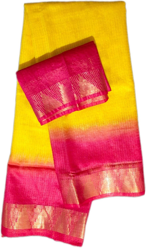 Vasthrlay Nr Handloom Bhagalpuri Running Green Orange