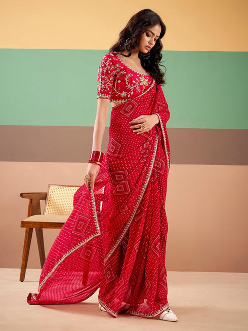Vasthrlay Chiffon Maroon Saree