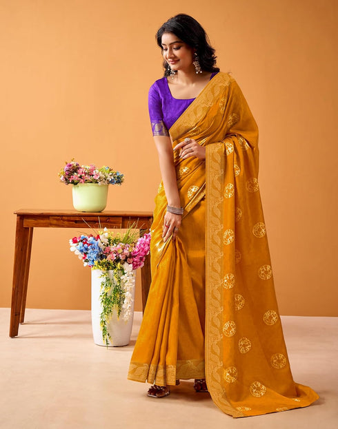Vasthrlay Weaving Printed Unstitched Maroon Saree