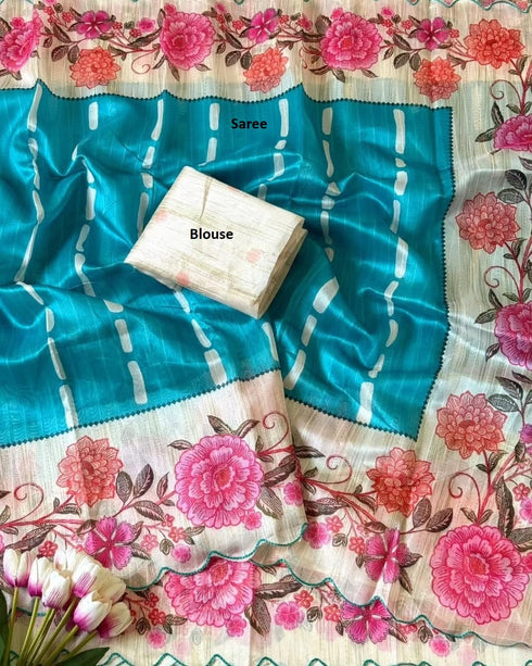 Vasthrlay Floral Scalloped Border Blouse