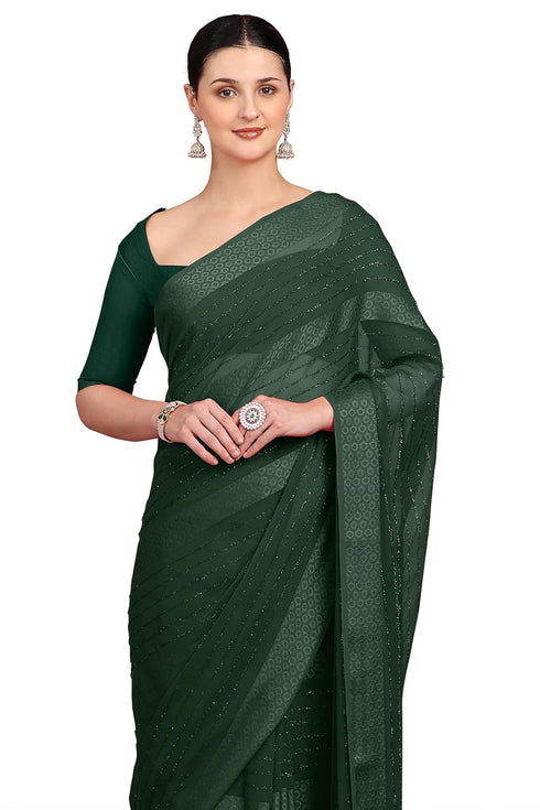 Vasthrlay Fashion Georgette Green Ethnic Wear