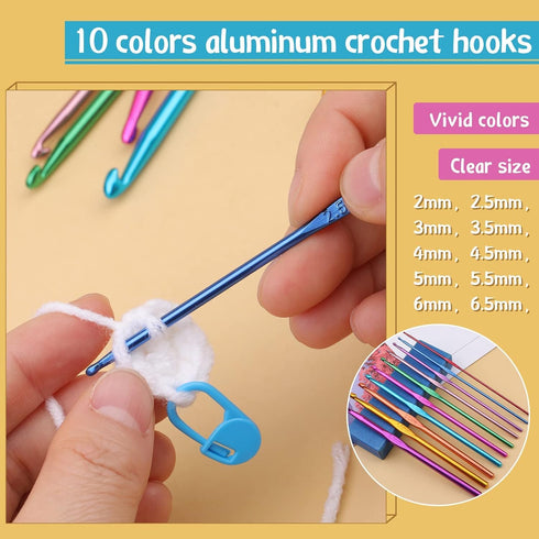 110 Pcs Crochet Hook Set and Knitting Needles Set