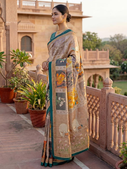 Vasthrlay Banglori Printed Dusty Saree