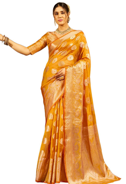 Vasthrlay Women's Organza Designer Unstitched Saree