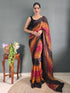 Vasthrlay Womens Georgette Unstitched Brown Saree