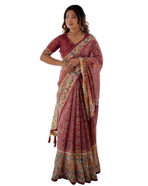 Vasthrlay Handloom Geometric Tassels Saree