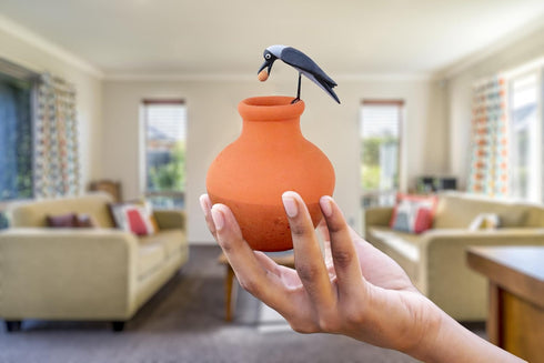 Krishnanagar Handmade Clay Gift & Decor Clever Thirsty Crow