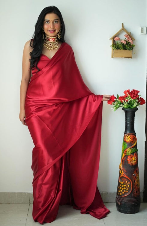 vasthrlayMaroon Pleated Unstiched Ethnic Wear