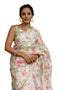 Vasthrlay Fashion Organza Printed White Ethnic Wear