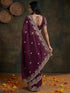 Vasthrlay Scalloped Embroidery Unstitched Dark Green Saree