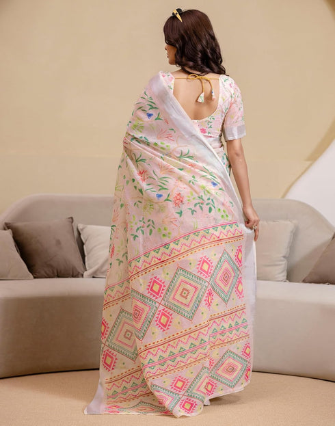 Vasthrlay Womens Printed Minute Green Saree