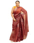 Vasthrlay Chanderi Printed Brown Saree With Unstitched Blouse Piece