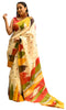 Vasthrlay Cream Printed Unstitched Saree