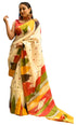 Vasthrlay Cream Printed Unstitched Saree