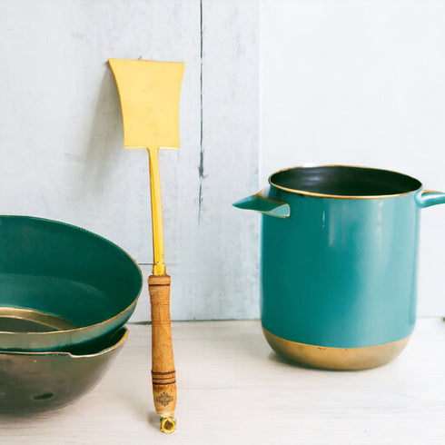 Golden Tamas Brass Karchi | Large Ladle Kitchen Utensils
