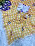 Vasthrlay Checks Floral Tassel Lightweight