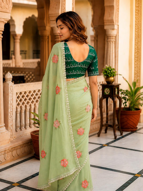 Vasthrlay Handcrafted Embroidered Contrast