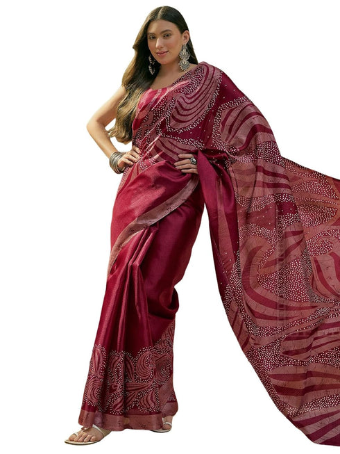 Vasthrlay Womens Printed Unstitched Beige Saree