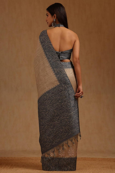 Vasthrlay Green Tussar Embroidered