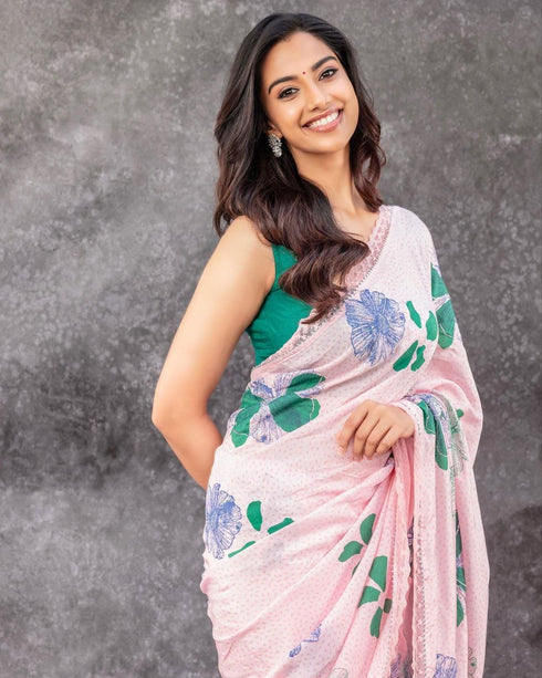 Vasthrlay Georgette Printed Unstitched Elephant Ethnic Wear