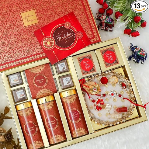 NutriSnacksBox Elegant Red Bhaiya Bhabhi Rakshabandan Hamper
