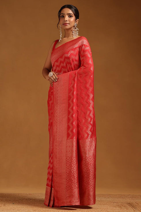Vasthrlay Orange Georgette Woven