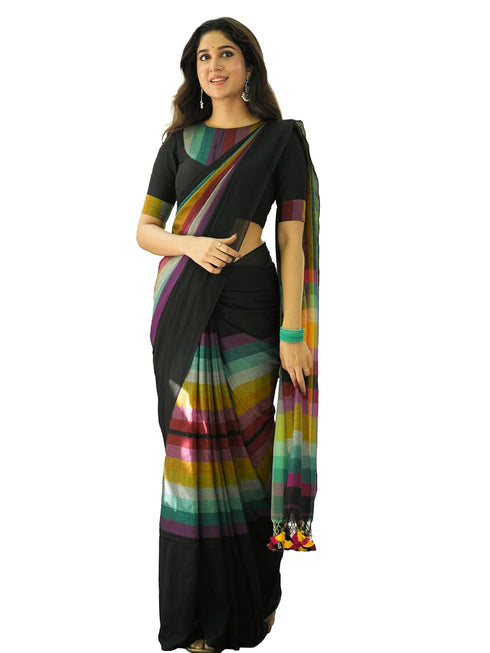 Vasthrlay Handloom Unstitched White Ethnic Wear