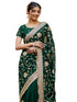 Vasthrlay Georgette Embroidery Unstitched Dark Green Saree