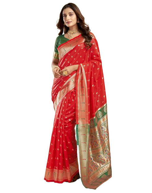 Vasthrlay Paithani Jacquard Unstitched Pink Saree