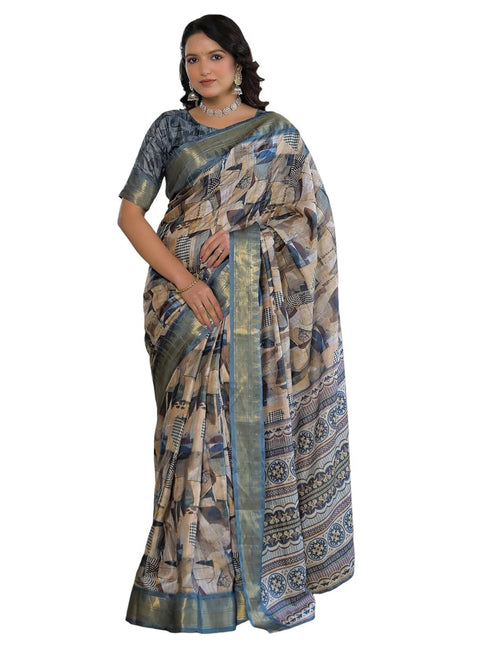 Vasthrlay Printed Weaving Off White Off White Saree