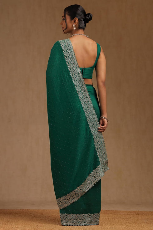Vasthrlay Green Tussar Embellished
