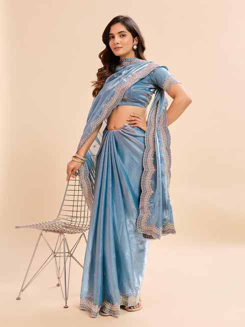 Vasthrlay Embellished Chiffon Embroidered