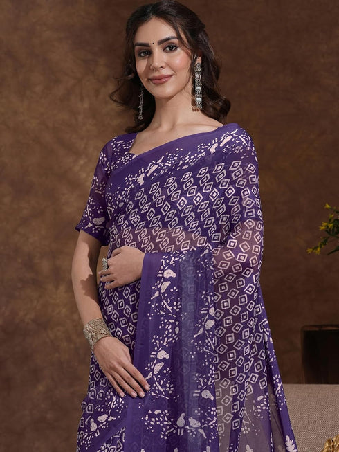 Vasthrlay Shimmer Georgette Unstitched Black Saree