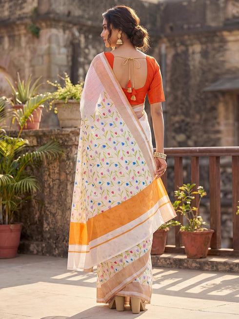 Vasthrlay Printed Peach1 Saree