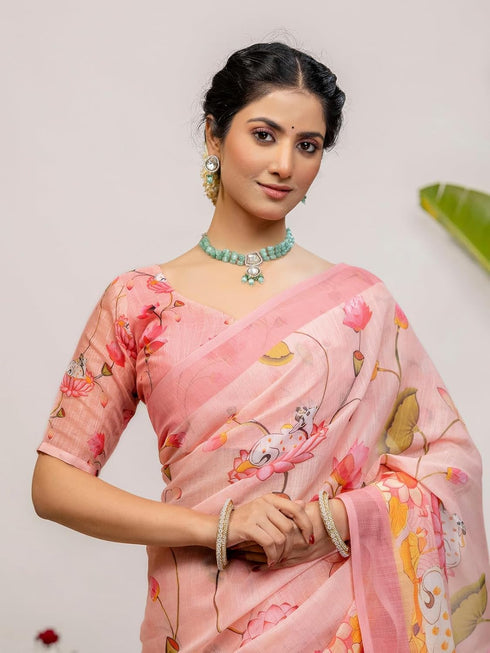 Vasthrlay Printed White1 White Saree