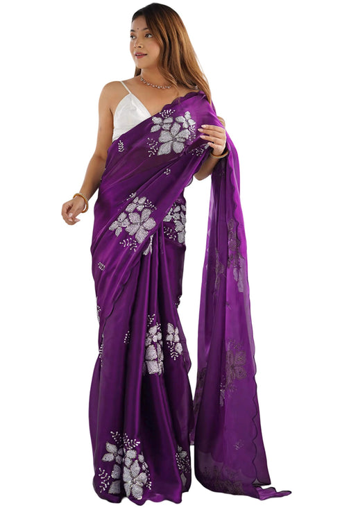 Vasthrlay Black Unstitched Saree
