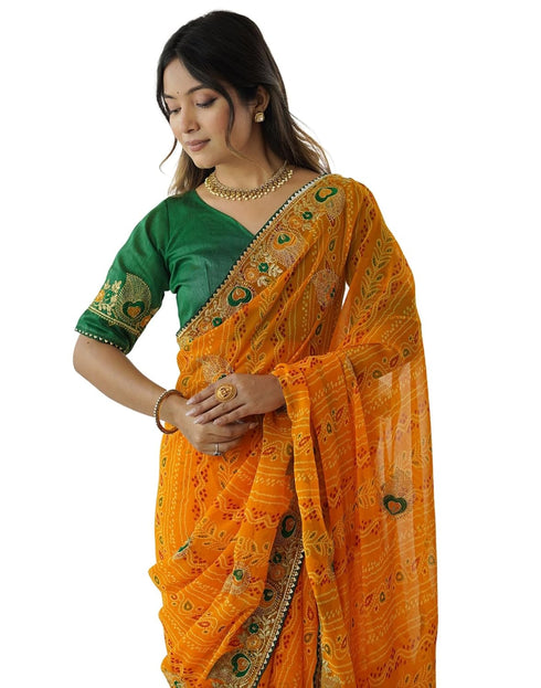 Vasthrlay Georgette Embroidery Unstitched Pink Saree