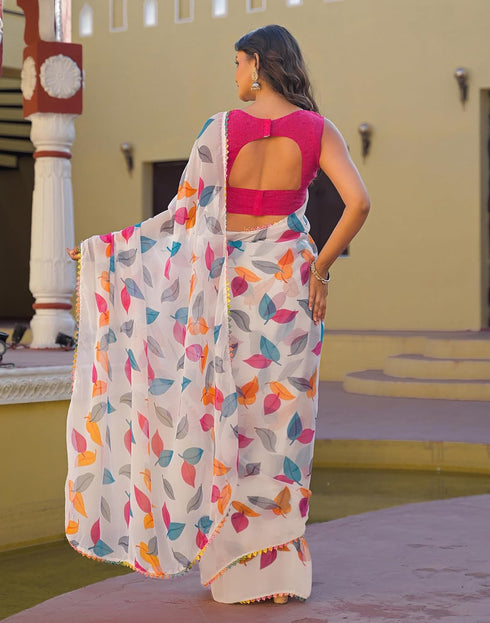 Vasthrlay Chiffon Blouse Maroon Saree