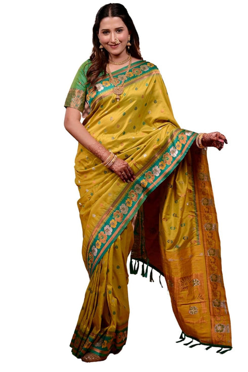 Vasthrlay Kanjivaram Unstitched Mahendi Ethnic Wear