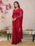 Vasthrlay Sequins Embroidery Unstitched Red Saree