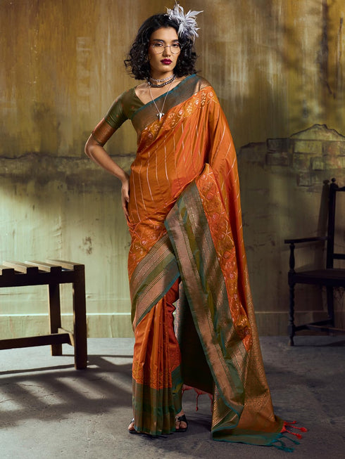 Vasthrlay Striped Tassels Unstitched Designer Ethnic Wear