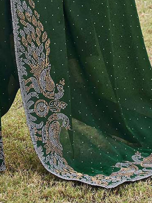 Vasthrlay Shimmer Georgette Dark Saree