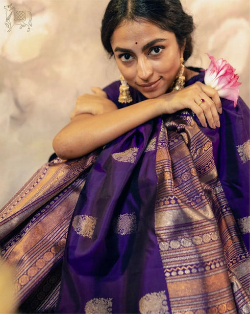 Vasthrlay Purple Kanjivaram Saree