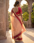 Vasthrlay Womens Printed Unstitched Peach Saree