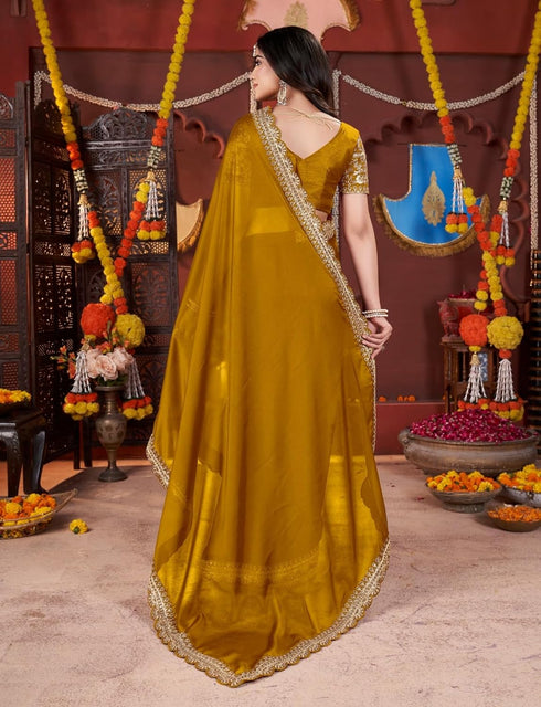 Vasthrlay Embroidered Traditional Mustard